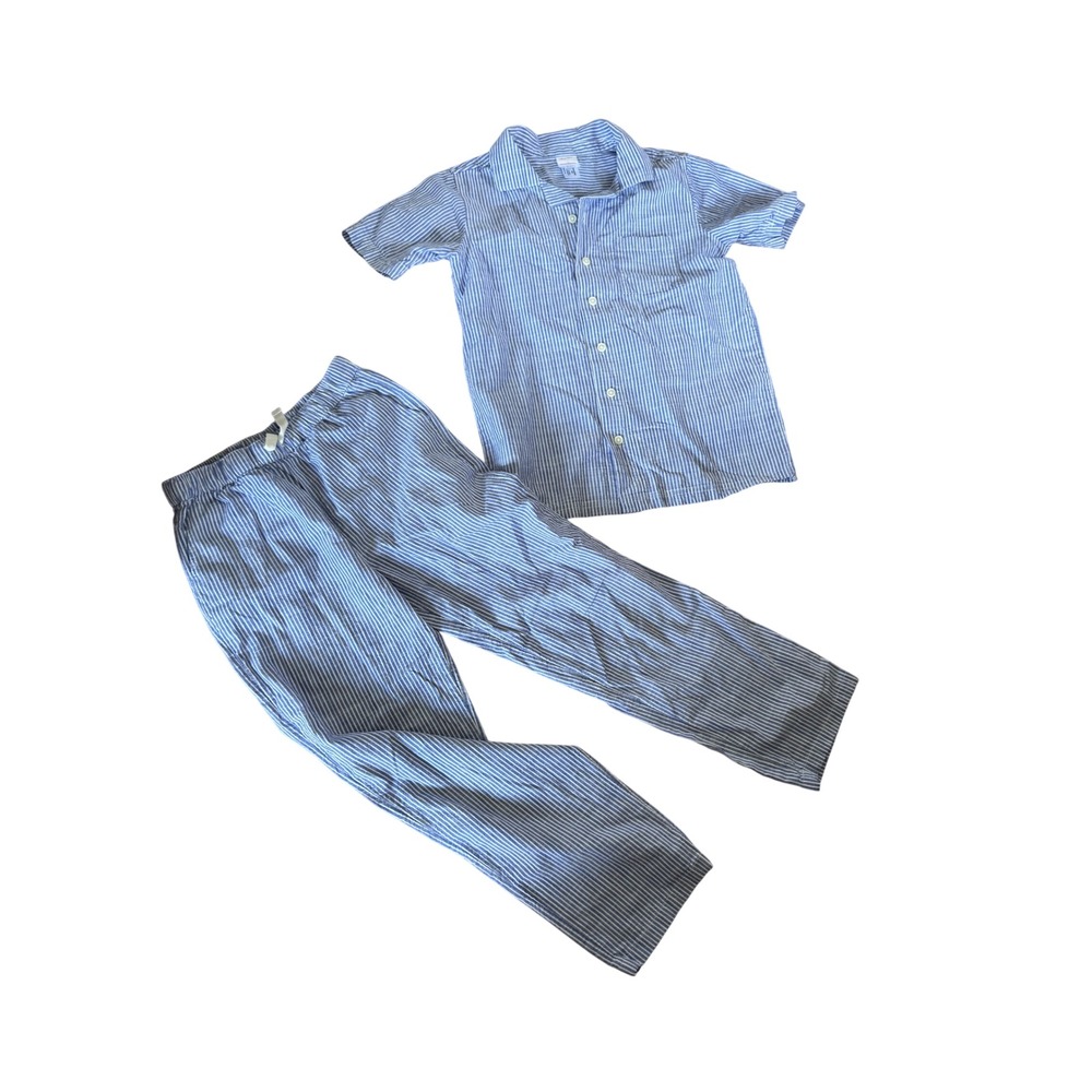 Hanna Andersson Boys Blue White Striped Cotton Pajama Set Size 10 140cm